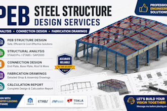 peb steel structures with analysis, connection design and fabrication drawings
