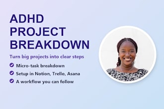 be your adhd virtual assistant to break down projects and setup workflows