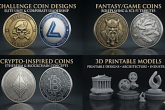 sculpt 3d coin model challenge medallion crypto coin 3d model stl 3d printing
