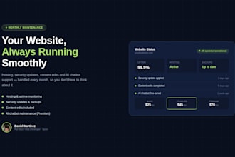 provide monthly website maintenance and hosting
