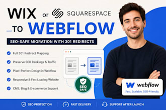 migrate your wix or squarespace site to webflow with SEO safe redirects