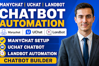manychat setup, uchat chatbot, landbot automation