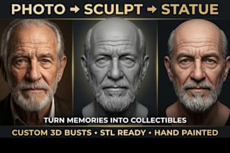 convert 2d photo to 3d model sculpt realistic 3d head model stl 3mf obj printing