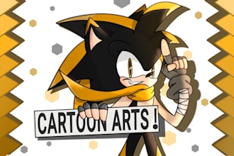 draw any character in cartoon style like sonic style