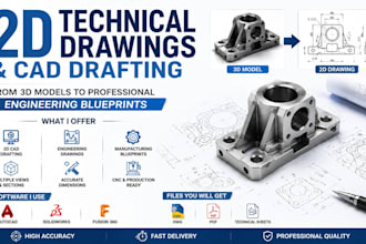 create professional 2d technical drawings and cad drafting from 3d models