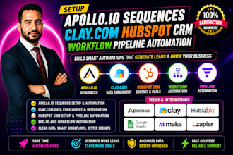 setup apollo io sequences clay com hubspot crm workflow pipeline automation
