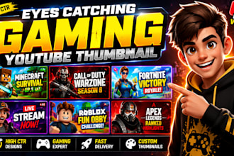 design high ctr online games, minecraft, gaming or streaming youtube thumbnail