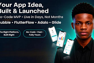 develop your no code mobile app mvp in flutterflow, bubble, adalo or glide
