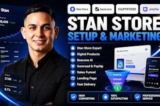 set up stan store, payhip, beacons ai, stan store marketing, esty shop, gumroad