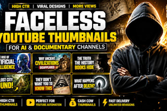 design high ctr viral faceless youtube thumbnail for ai and documentary channels