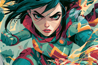 create an amazing superhero or fantasy comic illustration