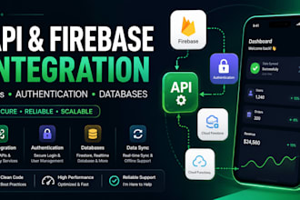 integrate apis, firebase, authentication, and databases