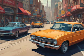 draw in comic style and retro colors