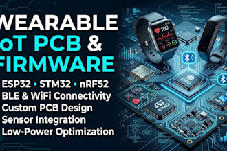 develop wearable iot hardware, pcb and firmware with esp32 stm32