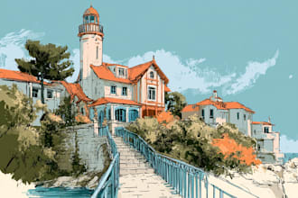 draw a custom portrait of your home from a photo