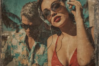 make vintage or retro album cover