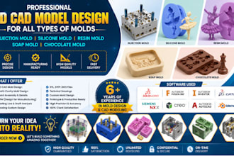 design 3d cad models for injection, silicone, resin, soap and chocolate molds