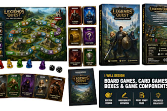 develop board game design, board game, card game, box and game development
