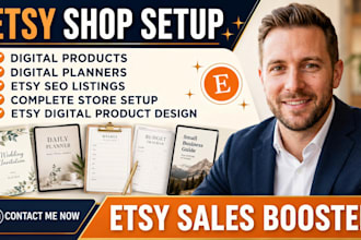create etsy digital products, etsy shop setup and SEO listings