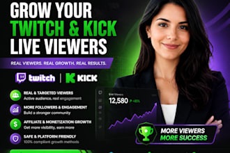 promote your twitch, kick stream for real live viewers growth