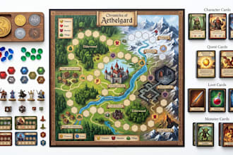 design custom board game, card game, tabletop game and tcg artwork for print