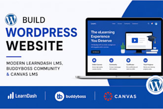 build wordpress website modern learndash lms, buddyboss community and canvas lms