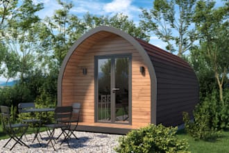 design realistic 3d glamping pod, cabin and eco lodge designs