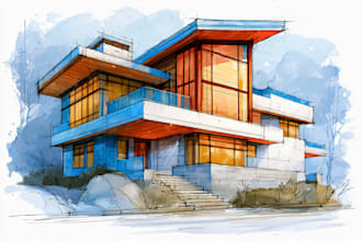 create a watercolor house portrait or storefront facade