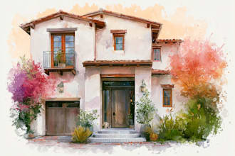 turn your house photo into a watercolor portrait