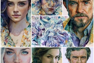 amazing watercolor couple portraits