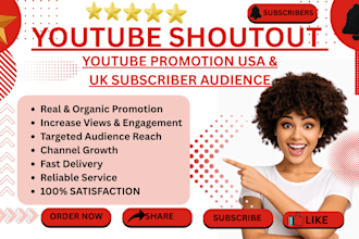 shoutout your youtube channel to a 1m active USA and UK audience