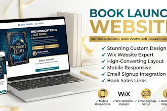 design wix book launch website for wix author branding and wix writer platform