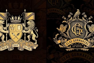 design custom vintage heraldic and coat of arms logo