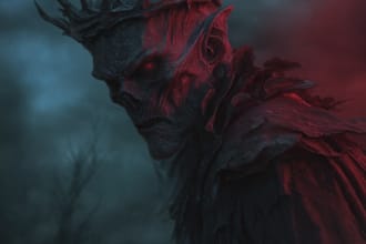 create dark art illustration, horor and skull artwork