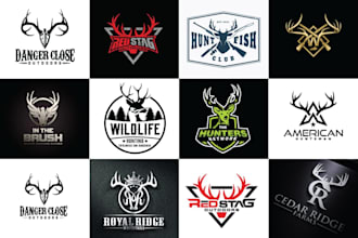 modern unique professional crowder hunting and fishing logo