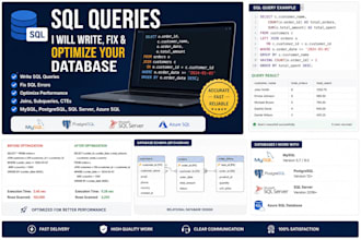 write sql queries, fix sql errors, and optimize sql