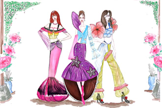 create stylized fashion illustrations and sketches for your clothing brand