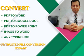 convert PDF to word, google docs, power point, typing services