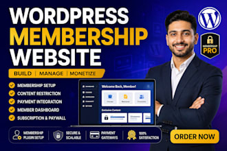 build a wordpress membership website with plugin setup and customization