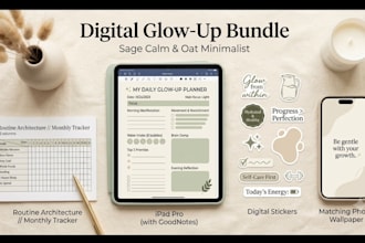 design an aesthetic digital planner bundle in canva