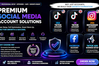 create USA instagram account USA tiktok account, tiktok ads, facebook account