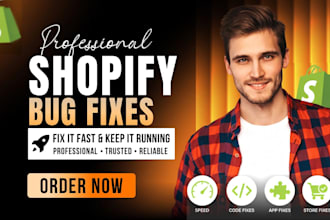 fix shopify bugs errors and do shopify theme customization coding