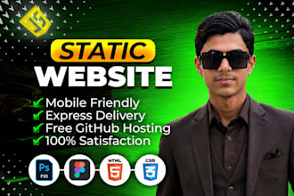 be HTML CSS static website maker or HTML landing page