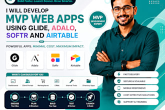 develop mvp web apps using glide adalo expert softr and airtable, appsheet