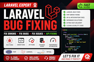 fix laravel bugs, errors, and website issues