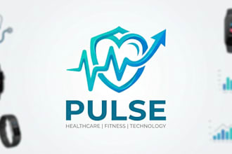design a modern pulse logo for healthcare, fitness and technology brand identity