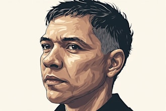 illustrate a custom headcut wsj style portrait from a photo for you