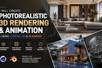 create photorealistic 3d rendering and animation in cinema 4d and blender