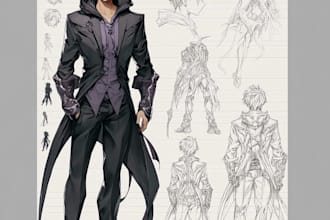 draw character sheet for your oc, waifu and husbando