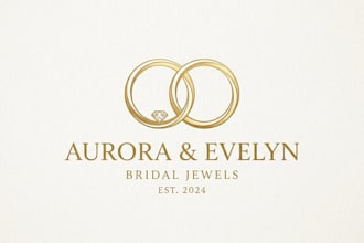 design an elegant wedding rings logo for jewelry, wedding and luxury brands